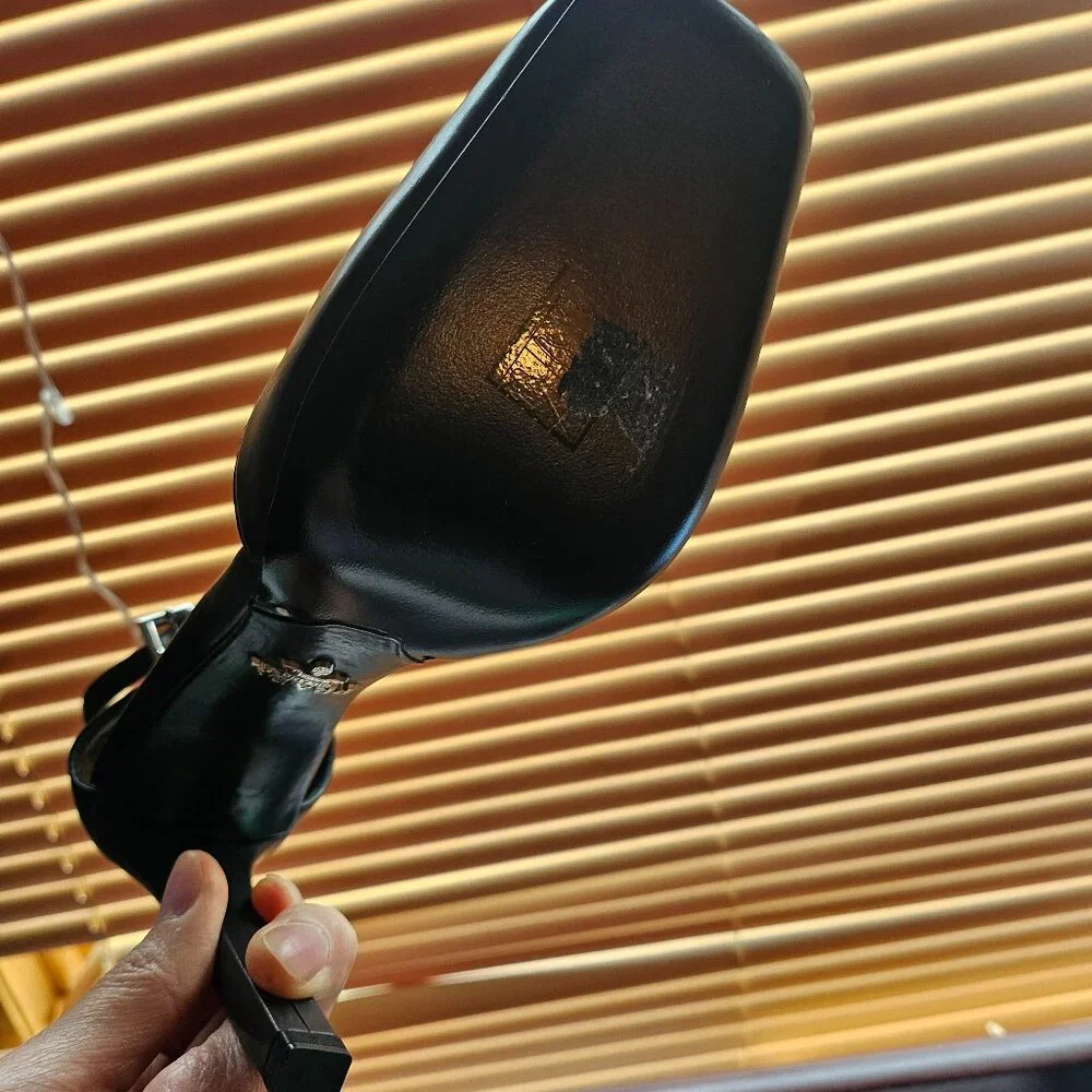 Prada Black Leather Platform Slingback Pumps with Gold Logo - Picture 3 of 6